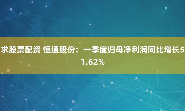 求股票配资 恒通股份：一季度归母净利润同比增长51.62%